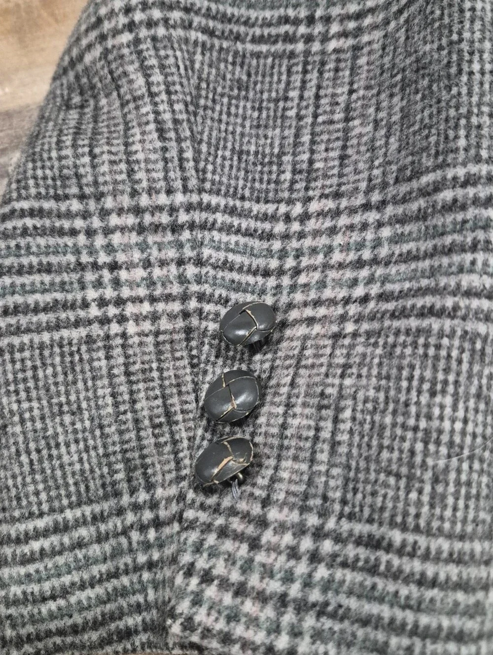 Vintage Gino Salvaggi Wool & Camel Blend Glen Plaid Blazer 43L Gray